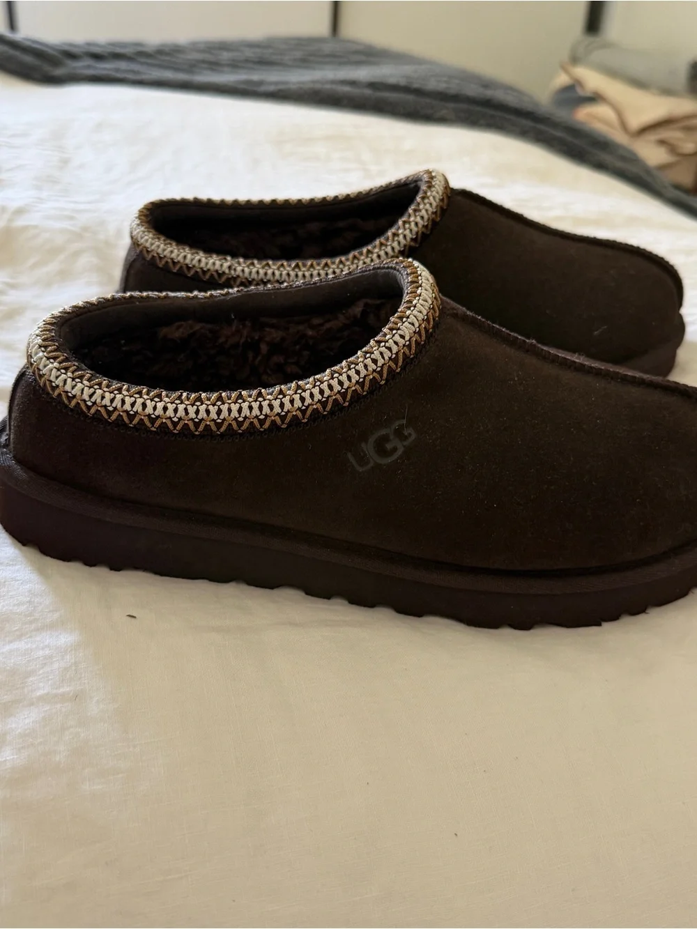 UGG Men's Dark Brown Suede Slip-On Moccasin Slippers